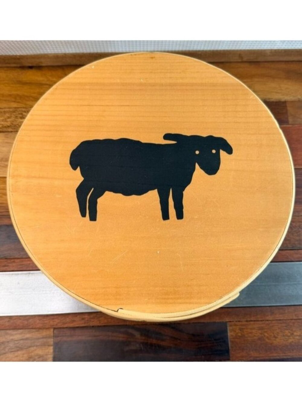 Handcrafted round Shaker-style bentwood storage box